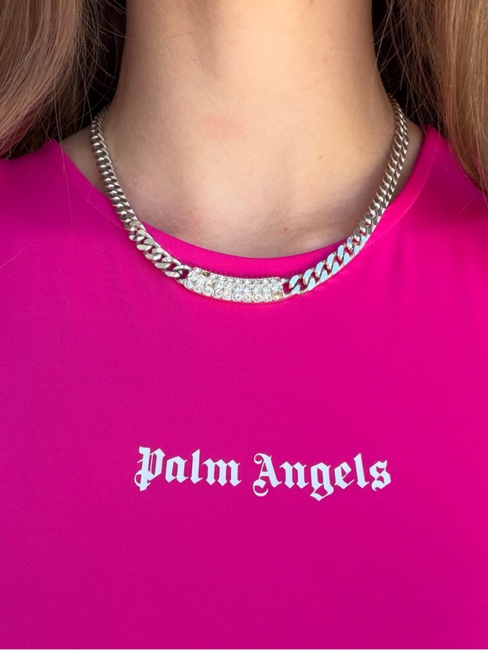 Swarovski Silver Crystal Pavé Cuban Link Choker Necklace